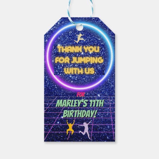 Let's Jump Party Bounce Neon Trampoline Park  Cadeaulabel (Voorkant)