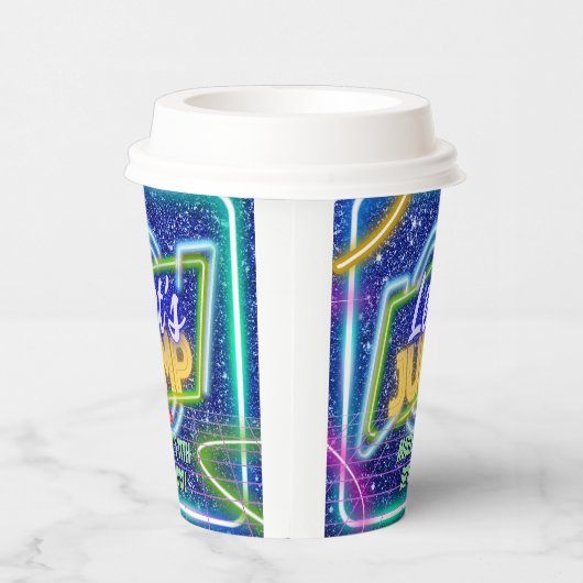 Let's Jump Party Bounce Neon Trampoline Park  Papieren Bekers (Rechts)