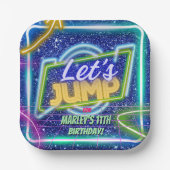 Let's Jump Party Bounce Neon Trampoline Park  Papieren Bordje (Voorkant)