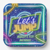 Let's Jump Party Bounce Neon Trampoline Park  Papieren Bordje (Voorkant)