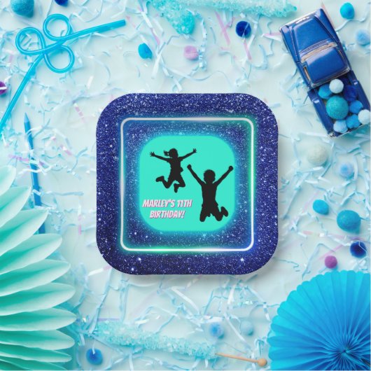 Let's Jump Party Bounce Neon Trampoline Park Papieren Bordje (Feest)