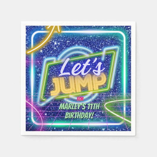 Let's Jump Party Bounce Neon Trampoline Park Servet (Voorkant)