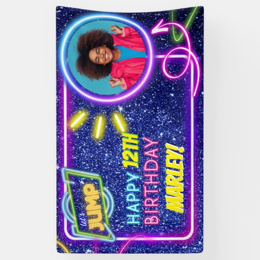 Let's Jump Party Bounce Neon Trampoline Park  Spandoek (Verticaal)