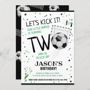 Let's Kick It Black Rookie Soccer 2e verjaardag Kaart