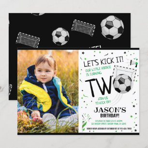 Let's Kick It Black Soccer Foto 2e verjaardag Kaart