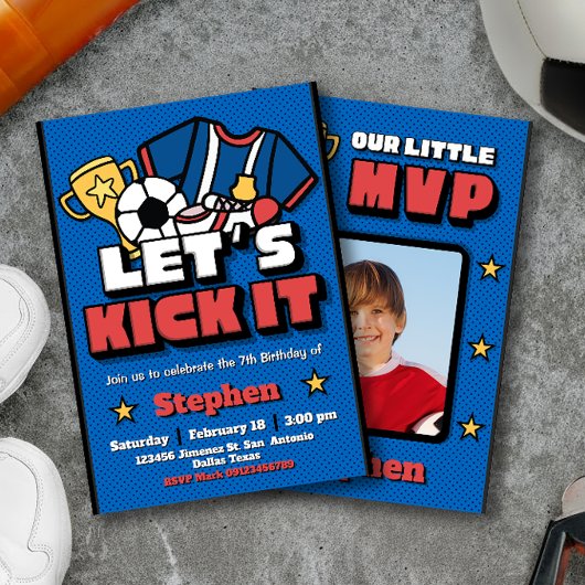 Let's Kick It - Football Voetbal met Foto Kaart