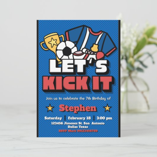 Let's Kick It - Football Voetbal met Foto Kaart (Staand voorkant)