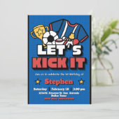Let's Kick It - Football Voetbaluitnodiging Kaart (Staand voorkant)