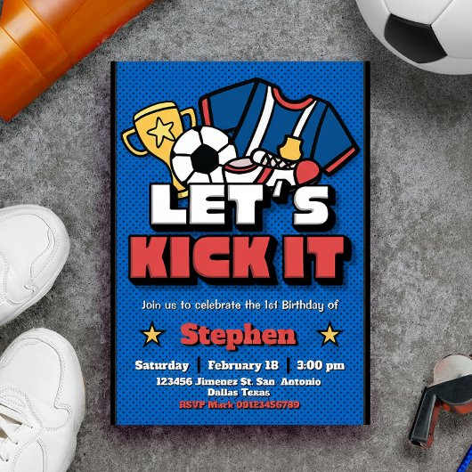 Let's Kick It - Football Voetbaluitnodiging Kaart