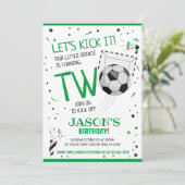 Let's Kick It Green Rookie Soccer 2e verjaardag Kaart (Staand voorkant)