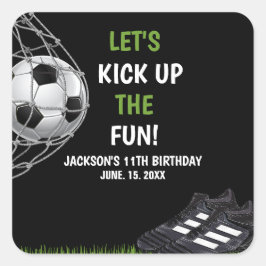Let's Kick up the fun!, Fun Soccer Birthday Vierkante Sticker
