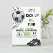 Let's Kick up the fun!, Funny Soccer Birthday Kaart (Staand voorkant)