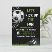 Let's Kick up the fun!, Funny Soccer Birthday Kaart (Staand voorkant)