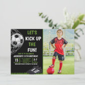Let's Kick up the fun!, Funny Soccer Birthday Kaart (Staand voorkant)
