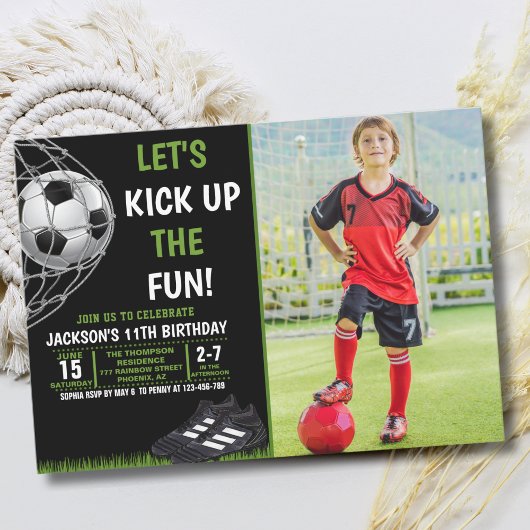 Let's Kick up the fun!, Funny Soccer Birthday Kaart