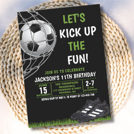 Let's Kick up the fun!, Funny Soccer Birthday Kaart