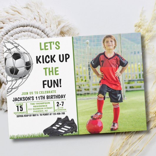 Let's Kick up the fun!, Funny Soccer Birthday Kaart