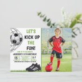 Let's Kick up the fun!, Funny Soccer Birthday Kaart (Staand voorkant)