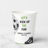 Let's Kick up the fun!, Funny Soccer Birthday Papieren Bekers (Achterkant)