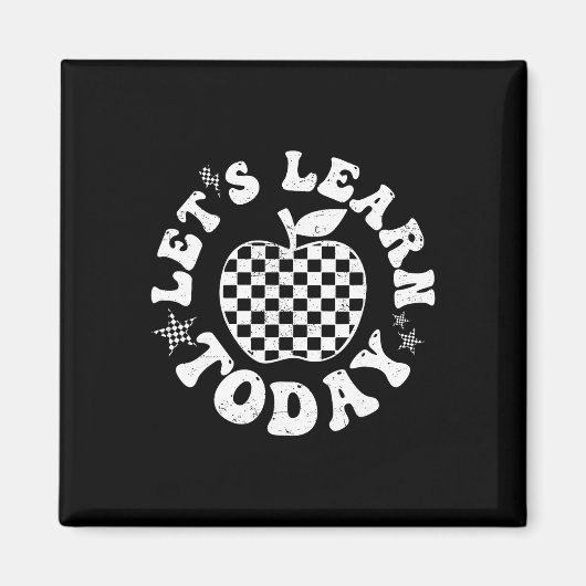 Let's Learn Today Checkered Apple Ck To School Tea Magneet (Voorkant)