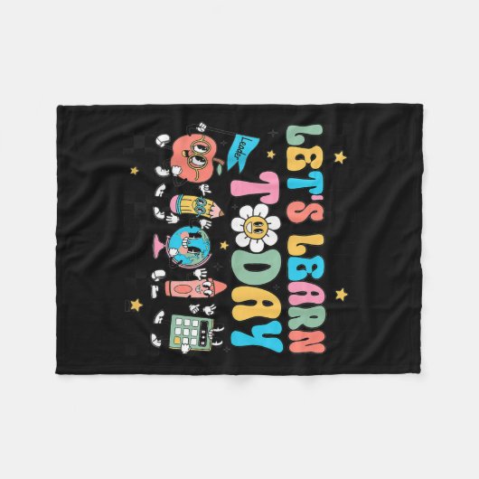 Let's Learn Today Retro Back To School Teacher Mot Fleece Deken (Voorkant (Horizontaal))