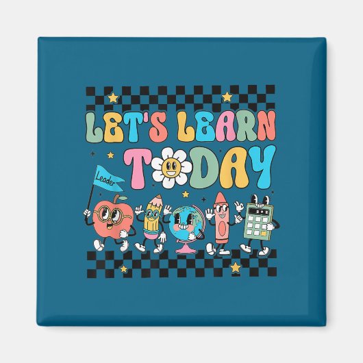 Let's Learn Today Retro Back To School Teacher Mot Magneet (Voorkant)