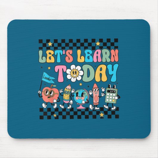 Let's Learn Today Retro Back To School Teacher Mot Muismat (Voorkant)