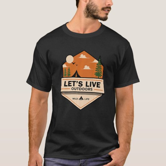 Let's Live Adventure Outdoors Wanderlust Traveler  T-shirt (Voorkant)