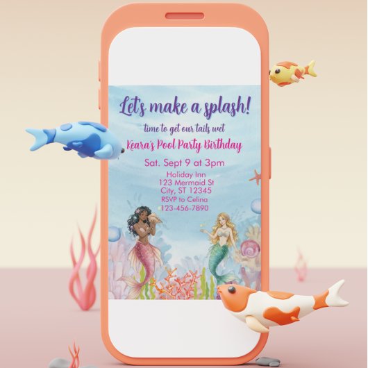 Lets Make a Splash, Mermaid Birthday Kaart