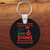 Let's Merry Dogmas Funny Dog Santa Hat Christmas X Sleutelhanger (Voorkant)