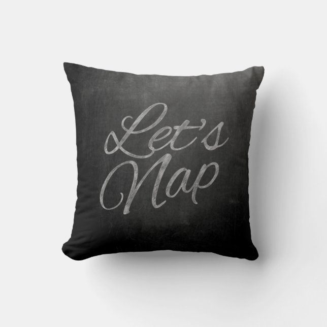 "Let's Nap" Chalkboard Typography Pillow Kussen (Voorkant)