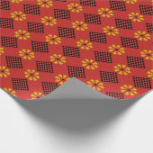 Lets  oranje en zwart folkpatroon cadeaupapier (Hoek)