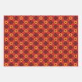 Lets oranje en zwart folkpatroon inpakpapier vel (Voorkant)