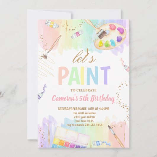 Let's Paint Art Painting Birthday Party Kaart (Voorkant)
