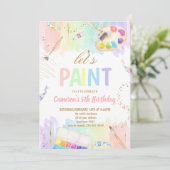 Let's Paint Art Painting Birthday Party Kaart (Staand voorkant)
