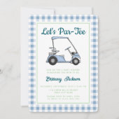 Let's Par T-shirt Golf Blue Checkered Boy Baby sho Kaart (Voorkant)