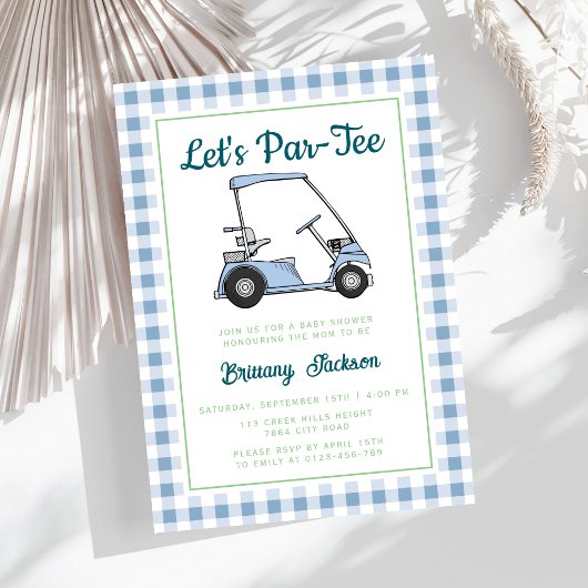 Let's Par T-shirt Golf Blue Checkered Boy Baby sho Kaart