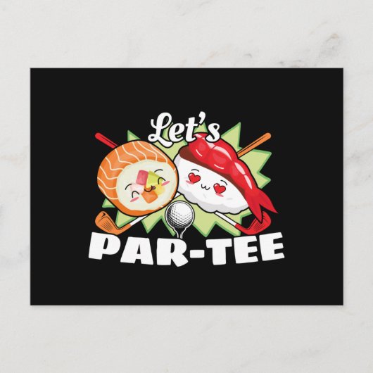Lets Par T-shirt Golfpun - Golffeest Briefkaart (Voorkant)