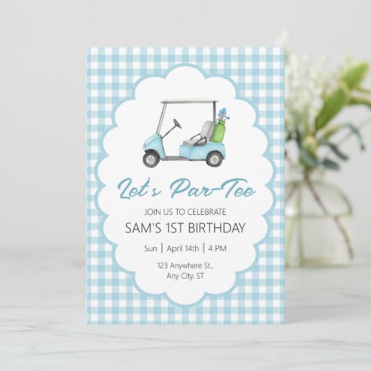 Let's Par - T-shirt Golfverjaardagsfeestuitnodigin Kaart (Staand voorkant)