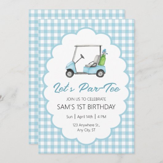 Let's Par - T-shirt Golfverjaardagsfeestuitnodigin Kaart (Voorkant / Achterkant)