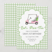 Let's Par - T-shirt Green Golf Verjaardagsfeest Kaart (Voorkant / Achterkant)