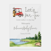Let's Par T-shirt Red Cart Golf Baby shower Welkom Acryl Bord (Voorkant)