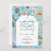 Let's Par Tea 40th Birthday Spring Floral Blue Kaart (Voorkant)