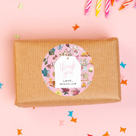 Let's par Tea Garden Bloemen Verjaardagsfeest Roze Ronde Sticker