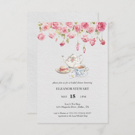 Let's par-tea party uitnodiging (Voorkant / Achterkant)