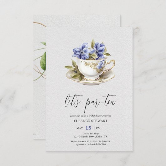 Let's par-tea party uitnodiging (Voorkant / Achterkant)