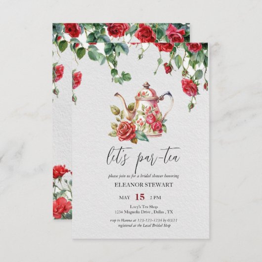 Let's par-tea party uitnodiging (Voorkant / Achterkant)