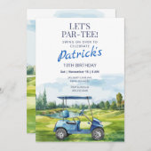 Let's Par-Tee Golf Any Age Birthday Invitation Kaart (Voorkant / Achterkant)