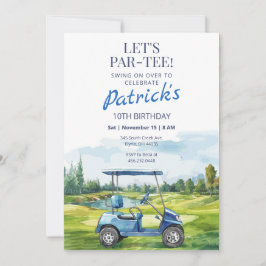 Let's Par-Tee Golf Any Age Birthday Invitation Kaart