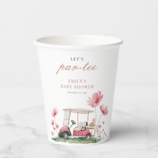 Let's Par-tee Golf Baby Shower Papieren Bekers (Voorkant)